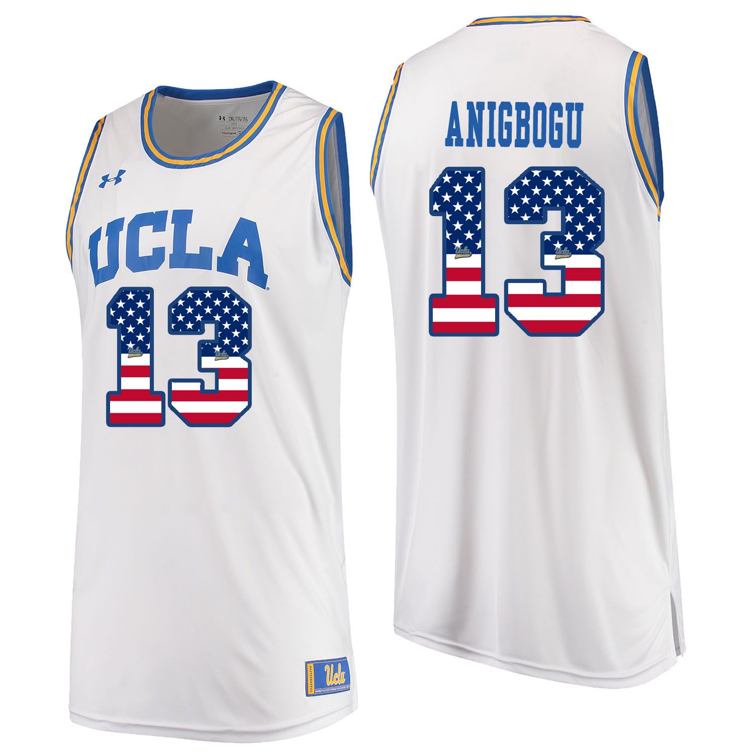 Men UCLA UA 13 Anigbogu White Flag Customized NCAA Jerseys